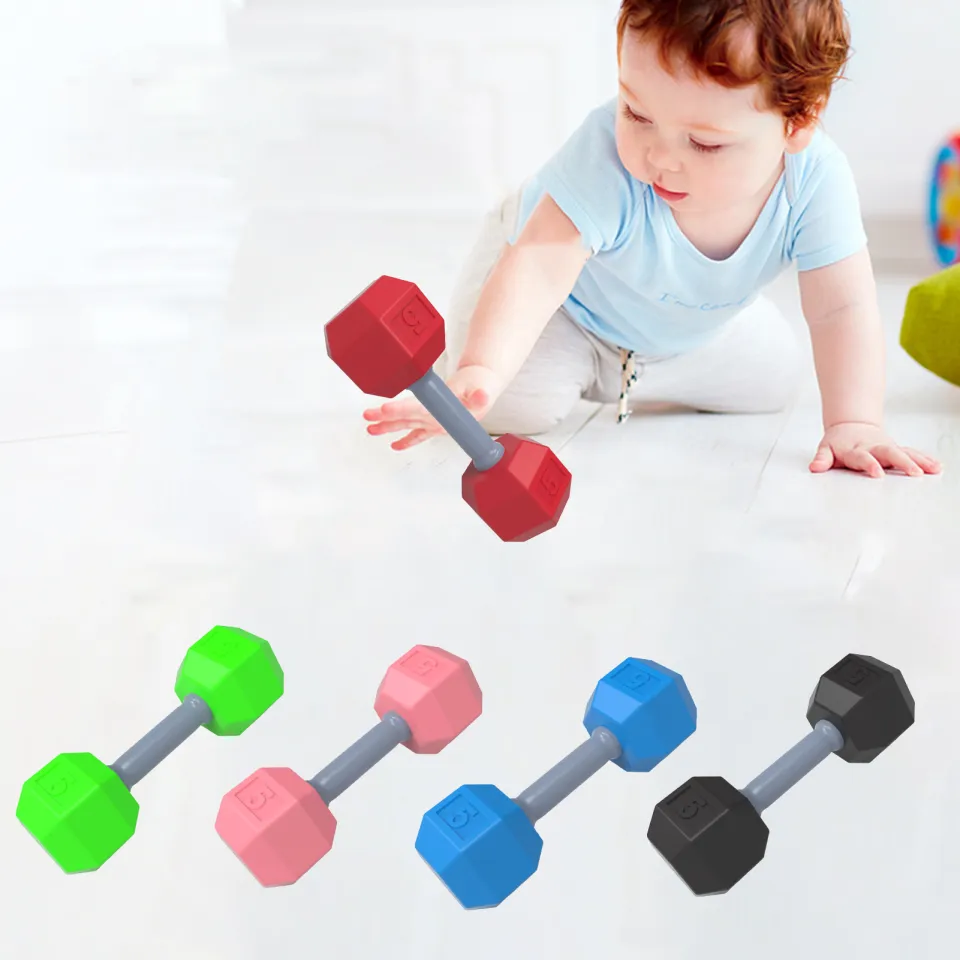 Infant Toys Dumbbell Baby Rattle 2PCS Soft Rattles For BabyBlack