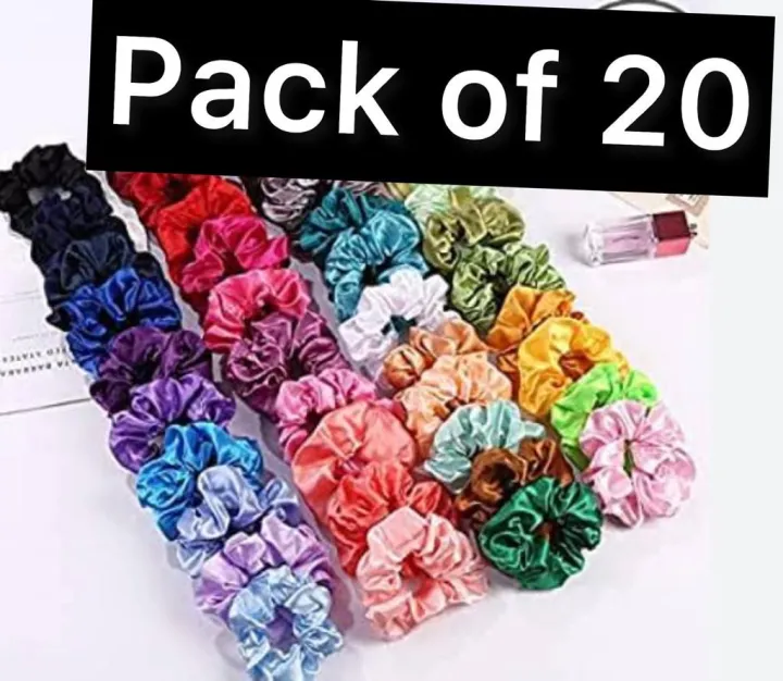 10%20pcs%20Scrunchies%20%20For%20girls%20Hairs%20&%20Hand%20High%20Quality%20Hair%20Tie%20Elastic%20pack%20of%2010%20Band%20Random%20colors%20-%20Image%203