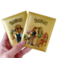 10 Pcs Pokemon Gold Foil Cards Pack Anime Cartoon Pokemon English Version Tcg Card For Fans Collection. 