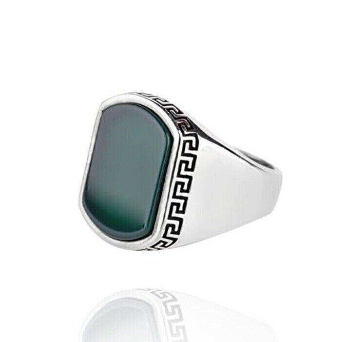 Handmade%20925%20sterling%20silver%20/%20chandi%20natural%20red%20green%20black%20agate%20/%20Aqeeq%20stone%20men's%20woman%20turkish%20ring%20-%20Image%203