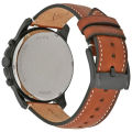 Fossil Grant Brown Leather Strap Black Dial Chronograph Quartz Watch for Gents - FS5241. 
