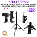 7 Feet Tripod Stand with 360 Rotatable Ball Head Fancy Mobile Holder  Ringlight  Mobile Dslr Camera Ring Light Studio Light Tiktok Youtube Live Facebook Live Photography Videography. 