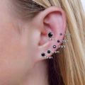 5Pairs Chandi Black stud earrings, Small Silver stud earrings, screw Back, Tiny studs, cz studs, cartilage, helix, tragus, earring set. 