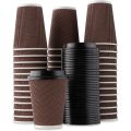 Disposable Stylish Printed Ripple Coffee Cups with Lid/Cover 50 packs. 