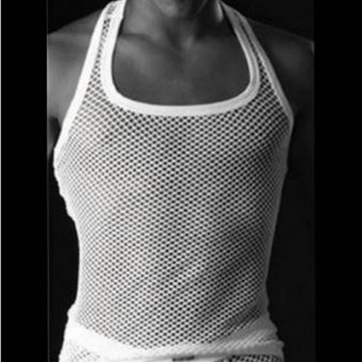 Pack of 6 - Mens Summer Mesh See-through Sleeveless / NET vesr ) t-shirt Tank Tops Vest Undershirt