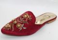 Embroidery Flat Pumps for Women – Multicolor Handwork, Black Velvet. 