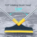 Floor Scrub Brush with Long Handle, Adjustable Magic Broom Brush 2 in 1 Cleaning Scrub Brush 120 Degree Triangular Rotating Brush Head Removable Crevice Cleaning Brush with Squeegee By NAYAB GAGETS. 