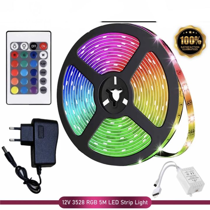 RGB Led Lights for Bedroom, Led Strip Lights RGB LED Strip Color changing Flexible Rope Lights 3 Meter with Remote Control Best Quality RGB Led Strip Light for Home Decoration Complete kit with 12V Adapter