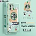 Jizetin (Free Lanyard) for iPhone 12 Mini Back Cover Coffee Macarons Luxury 6D Plating Case Side Pattern Soft Silicone Square Mobile Phone Cases. 