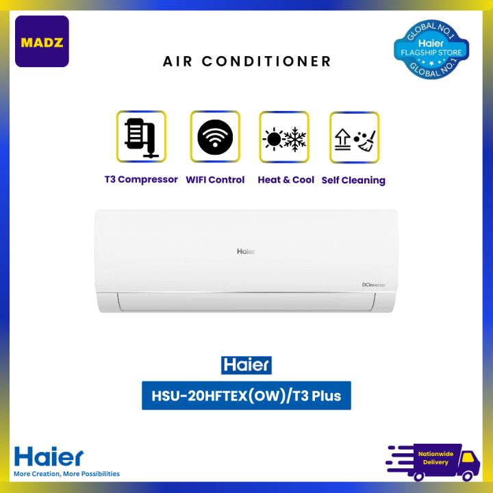 Haier-HSU-20HFTEX%20(DG)/(OW)%20-%20T3%20Plus%20Series-%201.5%20Ton%20DC%20Inverter-(20,000%20BTU's)-%20WIFI-%20White%20&%20Silver%20-%20Image%202