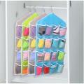 16 Pockets Wall Wardrobe Hanging Organizer Socks Underwear Sundries Sorting Storage Bags Space Saver Wardrobe Organizer Bag. 