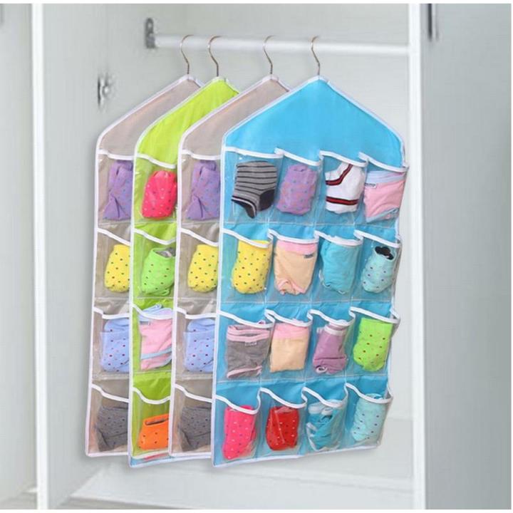 16 Pockets Wall Wardrobe Hanging Organizer Socks Underwear Sundries Sorting Storage Bags Space Saver Wardrobe Organizer Bag