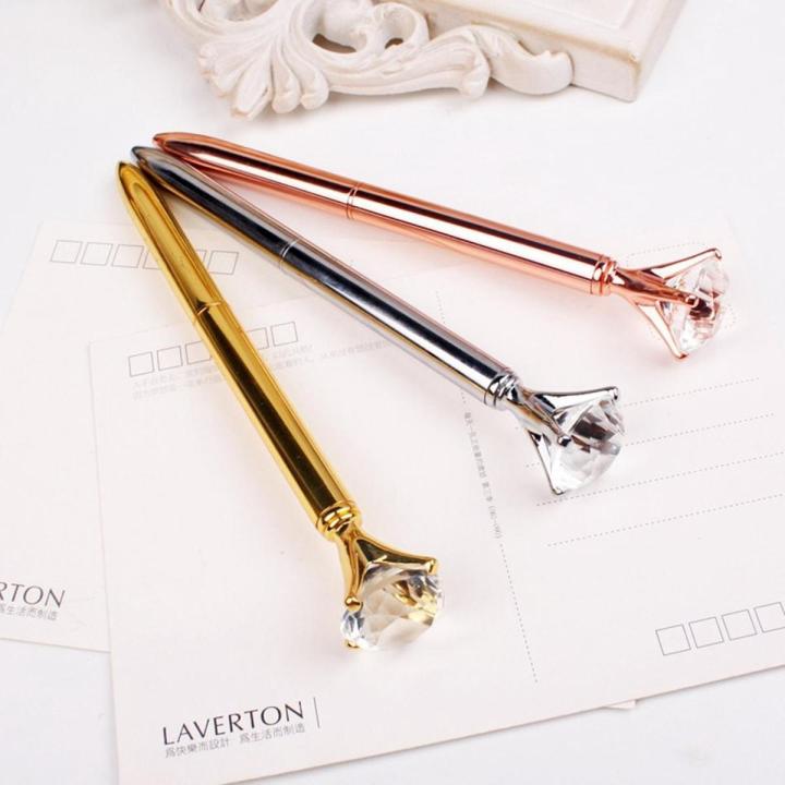 Pack of 1-Big Diamond Rhinestone Ballpoint Pen Replaceable Pen Tip Gem Metal Writing Ballpoint Pens Students School Stationery