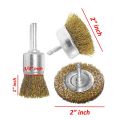 Wire Brush Wheel Wire Cup Brush Set Wire Brush Drill Bit Set Wire Drill Brush Set Rust Paint Cleaning Attachment - Brass Wire Wheel Cup Wheels Brass Wire Brush Brass Brush Wheel for Drill 1/4" Shank. 