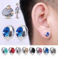 1Pair Magnetic Slimming Magnet Earring for Women Men Weight Loss Rhinestone Stainless Steel Ear Studs Health Non Pierced Jewelry. 