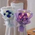 LED Lights Artificial Roses Elegant Girlfriend Blue Enchantress Flower Bouquet Organza Gift for Women Teacher's Day. 
