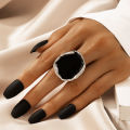 [ New ] High-Key Dignified Alloy Irregular Golden Edge Drip Ring for Women   Retro Personality All Match Hand Jewelry. 