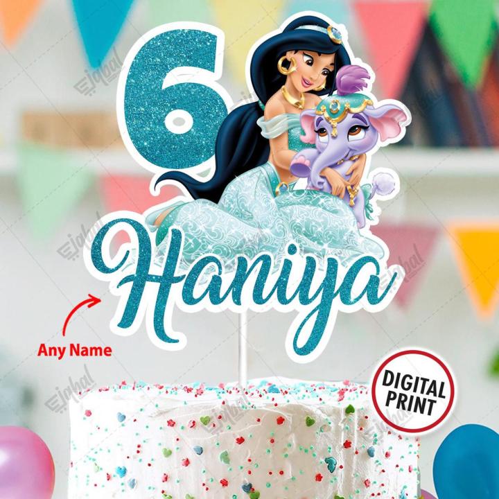 Personalised Digital Cake Topper Princess Jasmine Theme Topper for Birthday Party Celebration