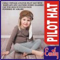 CHILD VINTAGE AVIATOR BABY PILOT HAT WITH EARFLAPS AND LEATHER ZORRO GLASSESS CAP FOR KIDS IN POUCH PACK POWERED BY AIRLINE. 