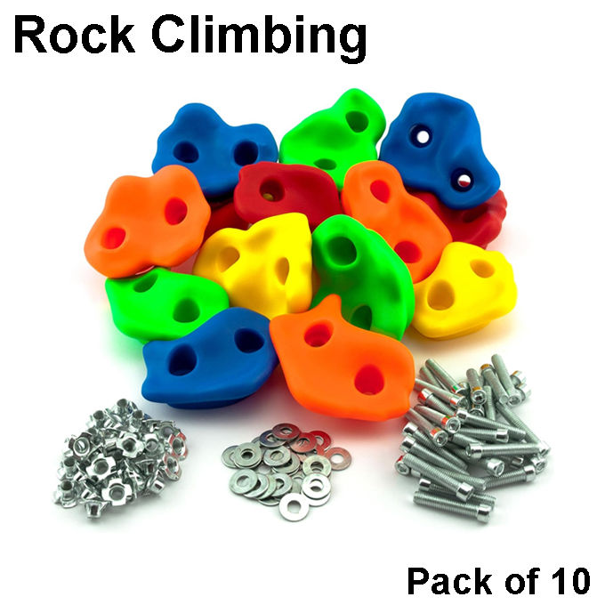 Rock Climbing Holds Set Wall Climbing Stone Rock Mount Hold Grips for Kids – 10 Pcs Set