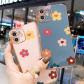 Hontinga for OPPO A15 A15S Back Cover（Free Lanyard）Luxury 6D Plating Falling Flower Side Pattern Case Soft Silicone Square Mobile Cover. 