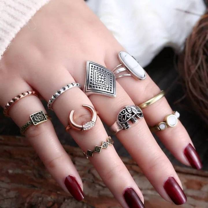 10 Pieces Multicolor  Rings For Girls