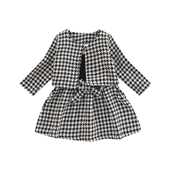 Children%20Girl%20Dress%20Two%20Piece%20Set,%20Houndstooth%20Printed%20Pattern%20Single%20Long%20Sleeve%20Patchwork%20Dress%20Matching%20Outwear%20Coat%20-%20Image%206