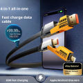 Ethereon Mobile Phone Charger Cable 65w Pd Fast Charging 4-in-1 Cable for Cellphone Tablet 25/100/150/200cm Lengths Usb Type-c 8pin Portable Braided Data Cord 4-in-1 Charging Cable. 