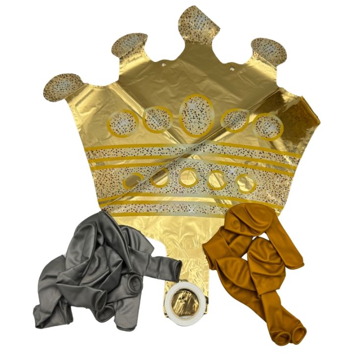 1 GOLDEN CROWN FOIL BALLOON - 5 GOLDEN BALLOONS AND 5 SILVER BALLOONS