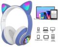 Cat Headphone STN-28 Wireless Headset Cat Ear 5.0 Bluetooth Headphones LED Flashing Light Sports Noise Cancelling Support TF Card 3.5mm Plug with Mic. 