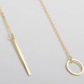 NK547 Punk Women Jewelry Minimalist Tiny Dainty Collier Unique Round Circle Bar Pendant Short Clavicle Necklace For Girl Chain. 
