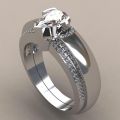 Exquisite Women Sier Color Waterdrop Metal Inlaid White Round Zicron Stones Ring Set Wedding Engagement Rings Jewelry. 
