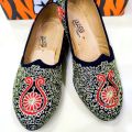 Black Silver Golden Nagra Loafers for Men. 