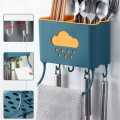 Kitchen Shelf Wall Mounted Cutlery Drainer Rack with Drip Tray Utensils Organizer Spoon Fork Chopsticks Holder Caddy Kitchen Gadget Storage. 
