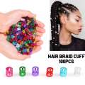 100pcs Mixed Beads Adjustable Hair Braids Dreadlock Beads Adjustable Hair Braid Rings Cuff Clips Tubes DIY Hair Accessories. 