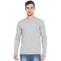 Basic Grey Round Neck Full Sleeves T-Shirt For Men. 