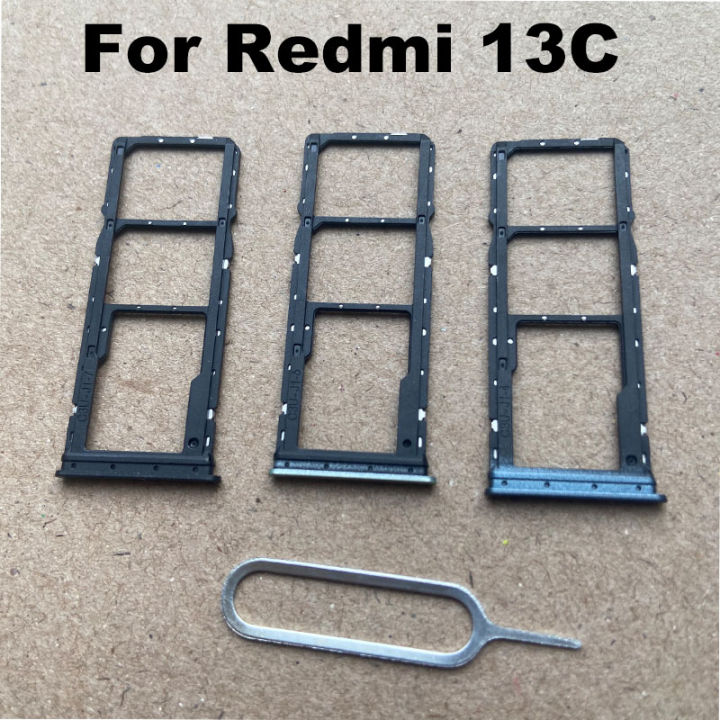 New For Xiaomi Redmi 13C Sim Card Tray Slot Holder Socket Adapter Connector Repair Parts Replacement