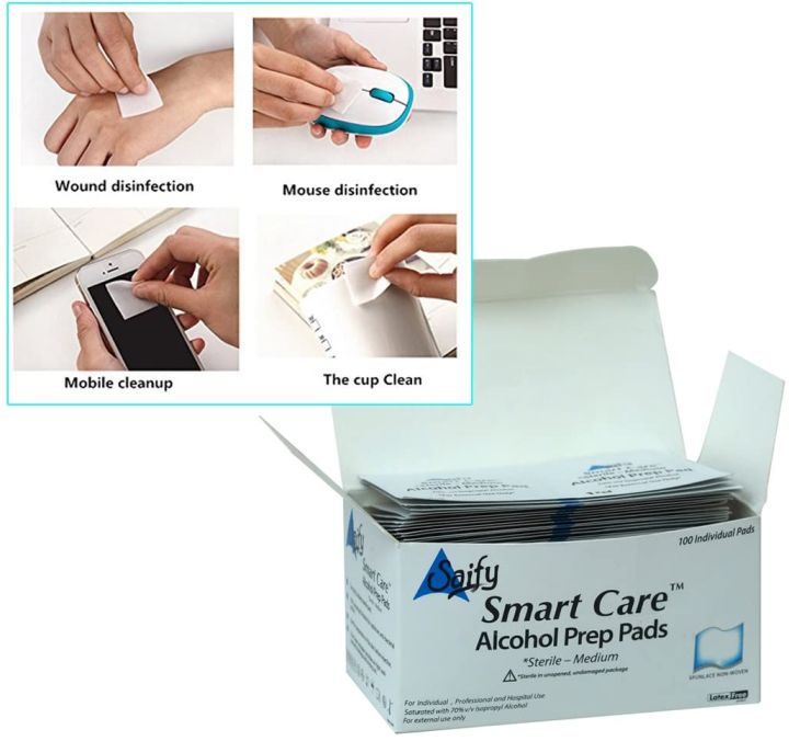 Alcohol Prep Pads 200-Pack, Large Individually Wrapped 70% Isopropyl Alcohol Wipes, 2-Ply Alcohol Swabs for First Aid Kit, Home, Clinic Use