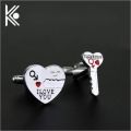 【beauty code】I love you letters cufflinks Metal shirts men and women For couples free. 