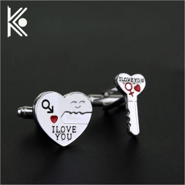 【beauty code】I love you letters cufflinks Metal shirts men and women For couples free