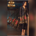 Black Chiffon Suit Embroidered 3 Piece Suit Un Stitch. 