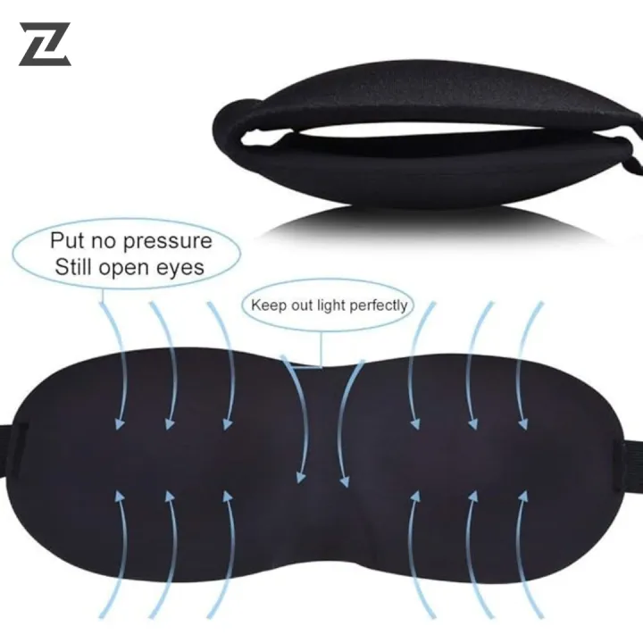 ZEXT%20COMFY%203D%20Sleep%20Eye%20Mask%20Soft%20Padded%20Adjustable%20Blindfold%20Travel%20Sleeping%20Mask%20Black%20-%20Image%204
