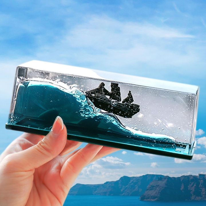 Cruise Ship Fluid Drift Bottle, Unsinkable Boat in a Box, Titanic Cruise Ship Model Liquid Wave Cruise Ship Decoration Piece