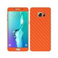 Samsung Galaxy S6 Edge Orange Carbon Fiber Texture Mobile Skin. 