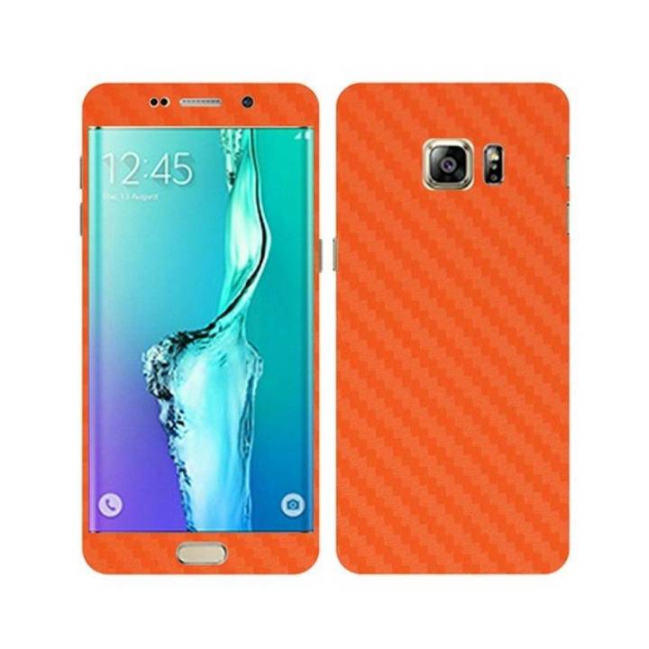 Samsung Galaxy S6 Edge Orange Carbon Fiber Texture Mobile Skin