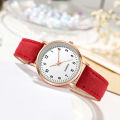 Luminous Watch- Ladies Simple Digital Retro Frosted Leather -Small Fresh Casual Watch -Ladies Quartz Watches. 