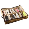 Under Bed Shoe Organizer Bag Foam Fabric Sheet Shoe Organizer with Clear Plastic Zip Cover Store up to 12 Pairs of Shoes Brown 1 Pcs. 