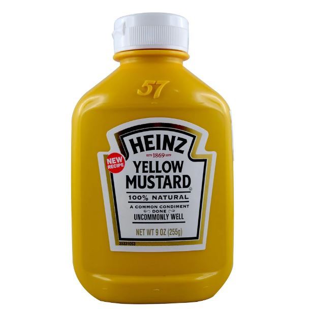 Heinz Yellow Mustard Sauce 255g Halal Yellow Mustard New Recipe 100% Natural Squeezable Yellow Mustard