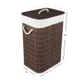 Bamboo Laundry Basket with Laundry Bag, Brown Rectangular with Lid and Carry Handle, - Clothes Sorter Hamper Storage Bin with Lid Liner,  Basket Hamper for Large Dirty Clothes Laundry, Kids Toys Hamper. 