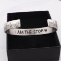 Inspirational I Am The Storm Bracelets for Women Mom Personalized Gift for Her Engraved Mantra Cuff Bangle Birthday Jewelry. 